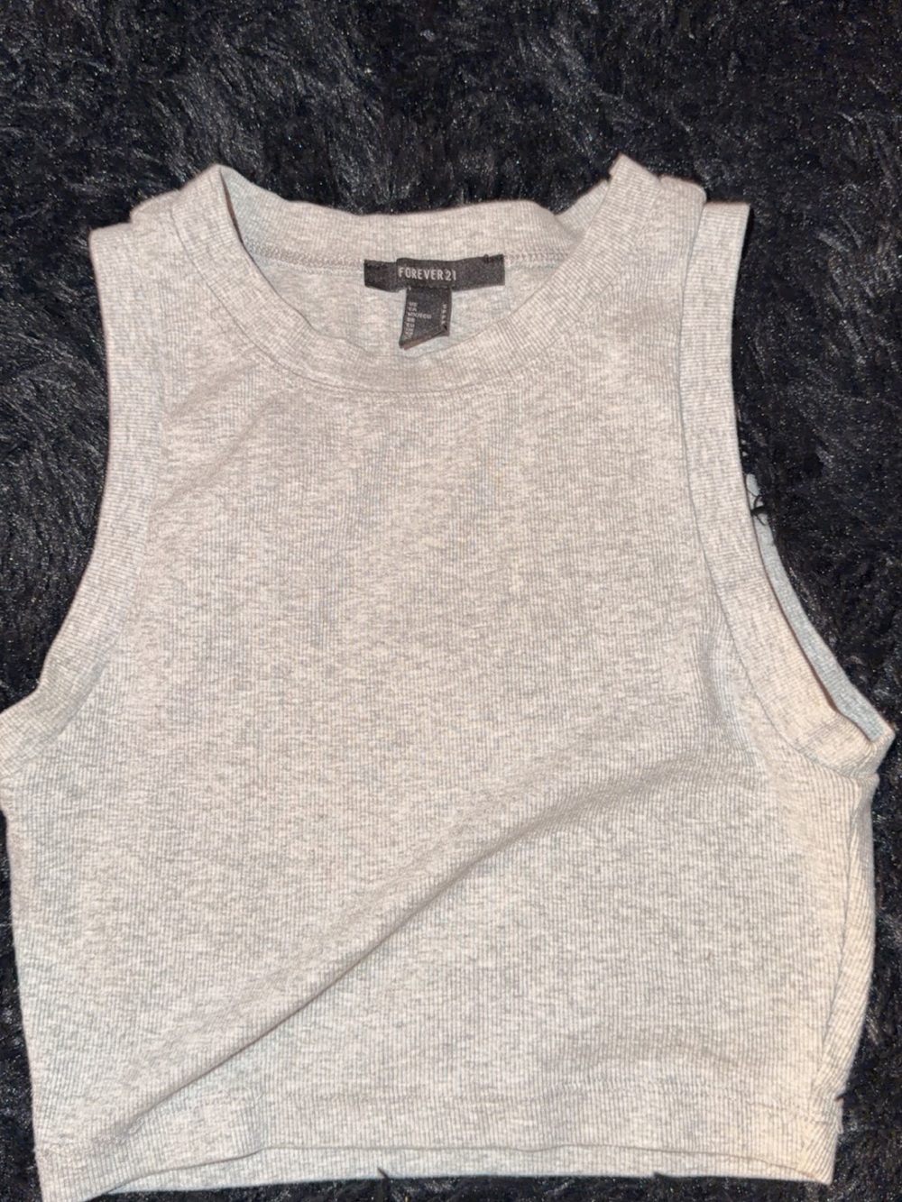 Forever 21 Gray Ribbed Crop Tank Top